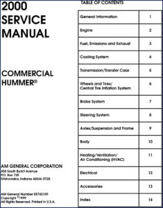 am general hummer 1999 service manual, am general service manual, am general general