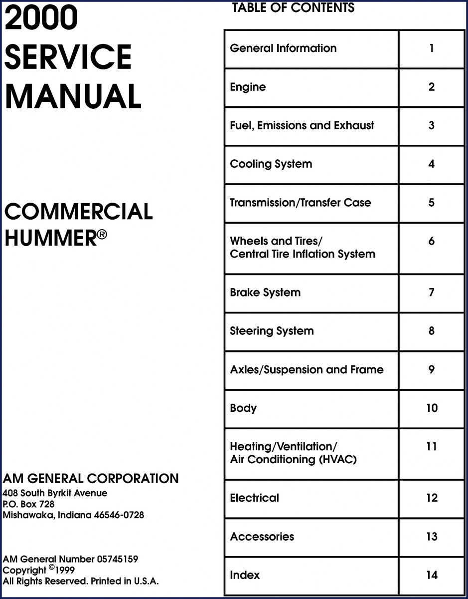 am general hummer 1999 service manual, am general service manual, am general general