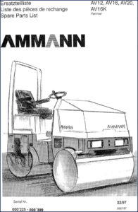 ammann av12, av16, av16k, av20 1997 parts catalog, ammann parts catalog, ammann av12,