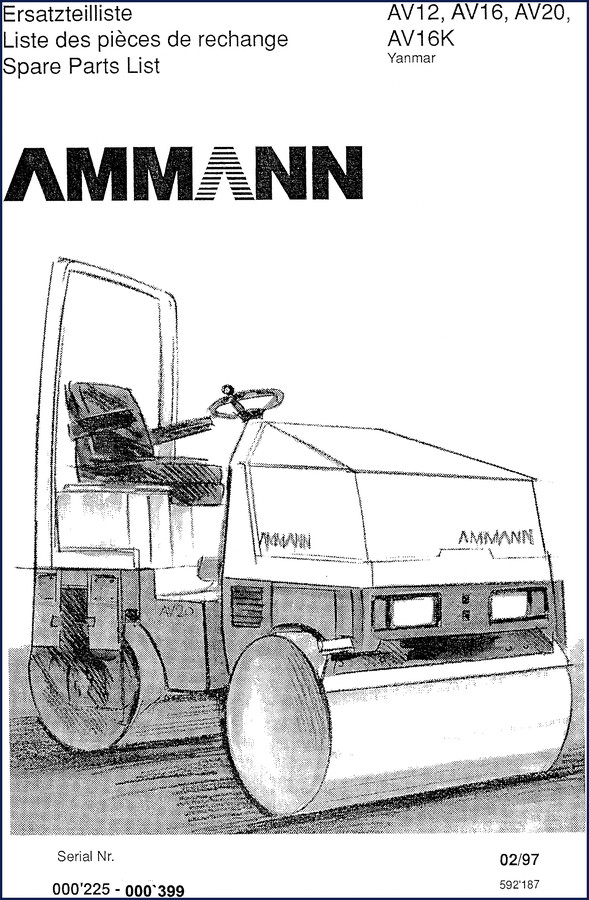 ammann av12, av16, av16k, av20 1997 parts catalog, ammann parts catalog, ammann av12,