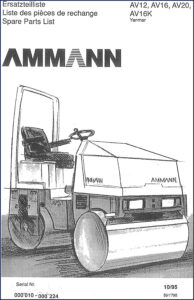 ammann av12, av16, av16k, av20 1995 parts catalog, ammann parts catalog, ammann av12,