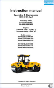 atlas copco cc424 cc4200 524 624 5200 operators, atlas copco manual, atlas copco copco