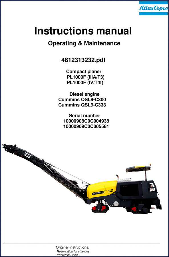 atlas copco pl1000f operators manual, atlas copco manual, atlas copco copco