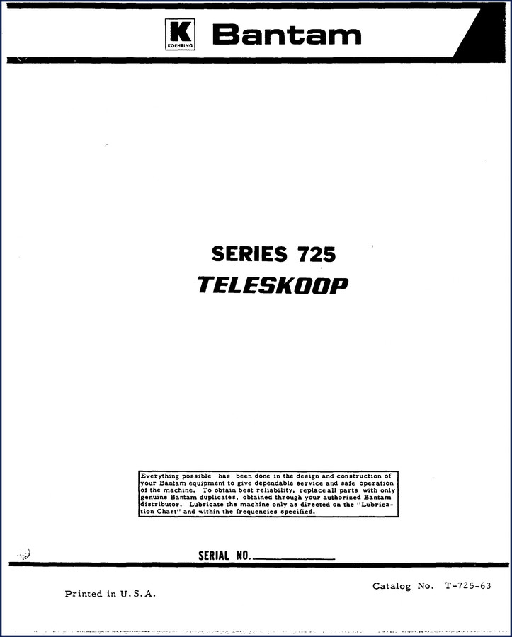 bantam 725 parts catalog, bantam parts catalog, bantam 725