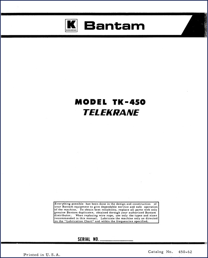 bantam tk, bantam manual