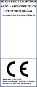 bell equipment b25d, b30d 2006 operators manual, bell equipment manual, bell equipment equipment