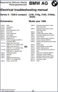 bmw 316i 318ti 1998 electrical schematic factory manual, bmw manual, bmw 316i