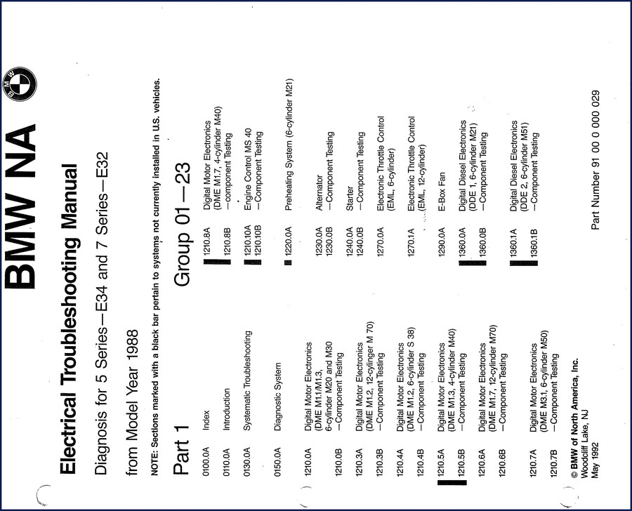 bmw 5 series, 7 series 1992 troubleshooting manual, bmw manual, bmw 5