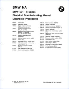 bmw e31 electrical schematic, bmw manual, bmw e31