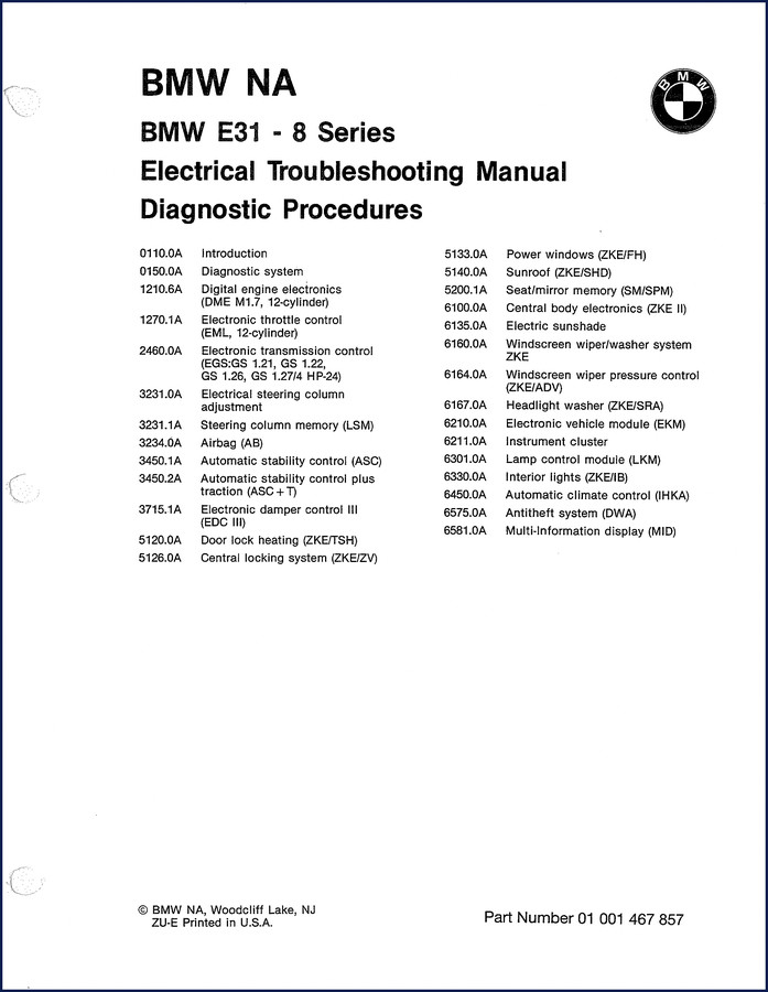 bmw e31 electrical schematic, bmw manual, bmw e31