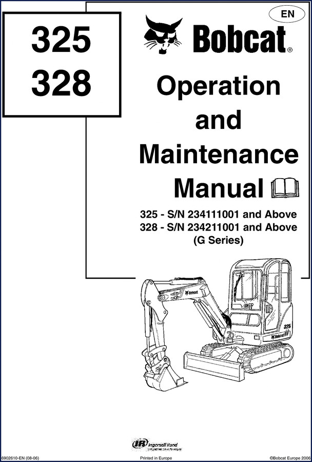 bobcat 325, 328 2006 operators manual, bobcat manual, bobcat 325,