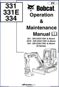 bobcat 331, 331e, 334 2004 operators manual, bobcat manual, bobcat 331,