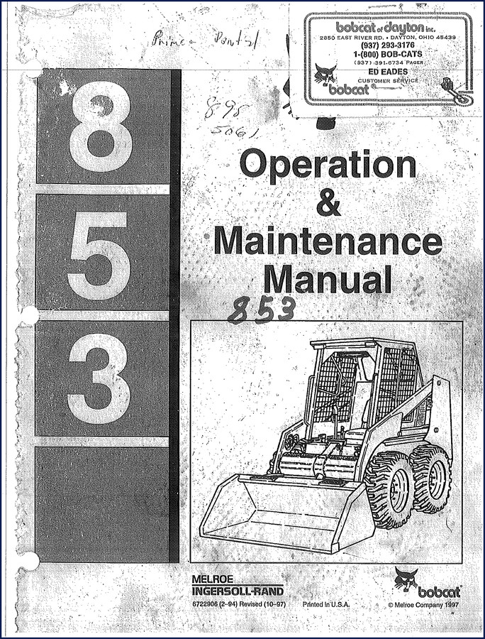 bobcat 853 1997 service manual, bobcat service manual, bobcat 853