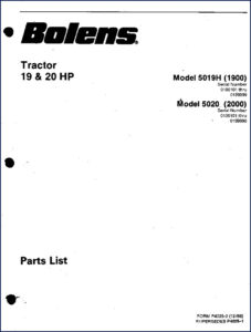 bolens 5019h, 5020h 1986 parts catalog, bolens parts catalog, bolens 5019h,