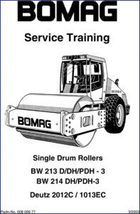 bomag bw 213/214 series 2003 training manual, bomag manual, bomag bw