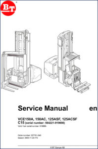 bt vce150a, 150ac, 125asf, 125acsf 2005 service manual, bt service manual, bt vce150a,
