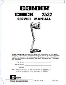 calavar chick 2532 1989 service manual, calavar service manual, calavar chick