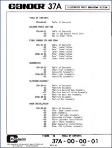 calavar condor 37a/37ag parts catalog, parts catalog,  condor