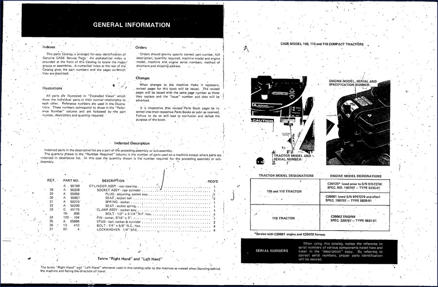 case 108, 110, 118 parts catalog, case parts catalog, case 108,