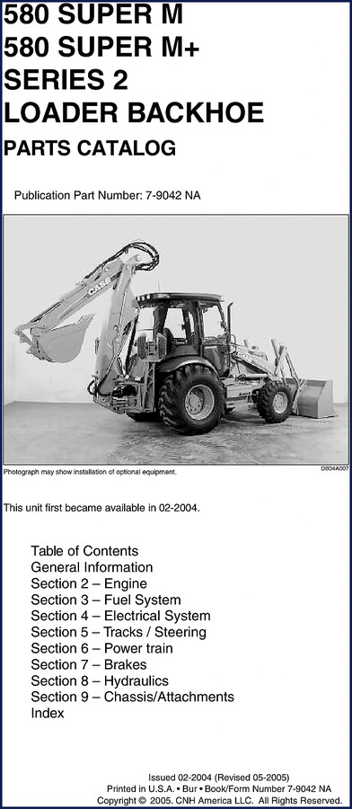 case 580 super m, 580 super m+ 2004, case parts catalog, case 580