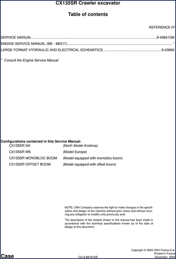 case cx135sr 2004 service manual, case service manual, case cx135sr