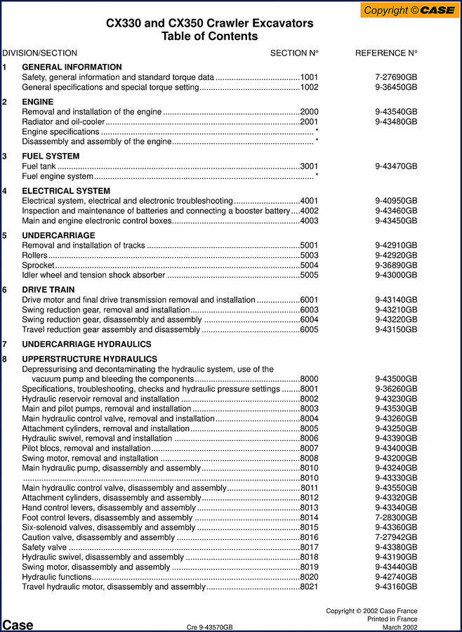 case cx330 cx350 2002 service manual, case service manual, case cx330