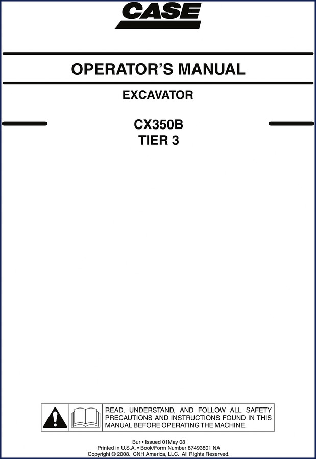 case cx350b 2008 operators manual, case manual, case cx350b
