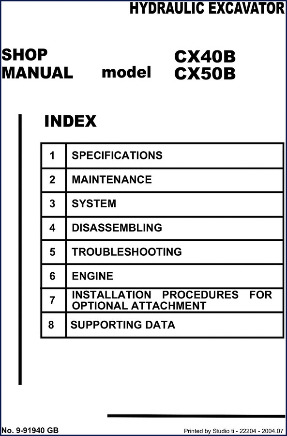 case cx40b cx50b 2004 workshop manual, case workshop manual, case cx40b