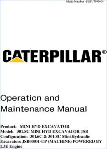 caterpillar 301.6c & 301.8c operators manual, caterpillar manual, caterpillar 301.6c