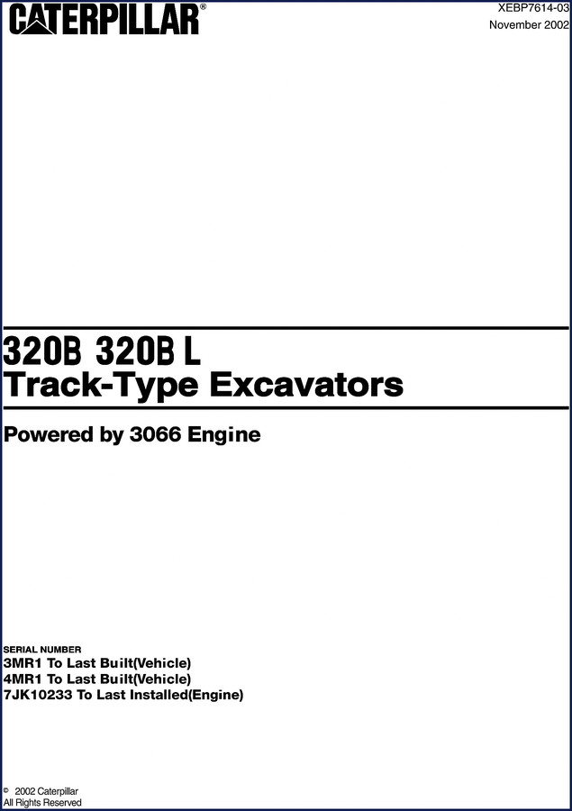 caterpillar 320b, 320b l 2002 technical manual, caterpillar manual, caterpillar 320b,