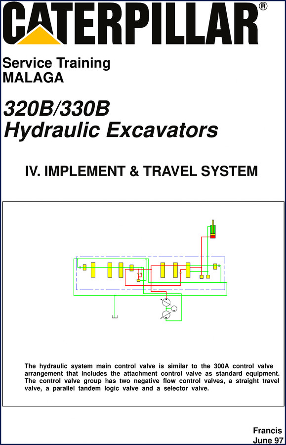 caterpillar 330b, 320b 1997 training manual, caterpillar manual, caterpillar 330b,