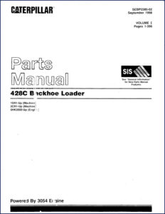 caterpillar 428c 1998 parts catalog oem factory specification, caterpillar parts catalog, caterpillar 428c