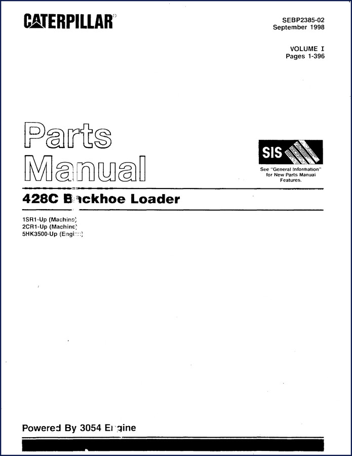 caterpillar 428c 1998 parts catalog oem factory specification, caterpillar parts catalog, caterpillar 428c
