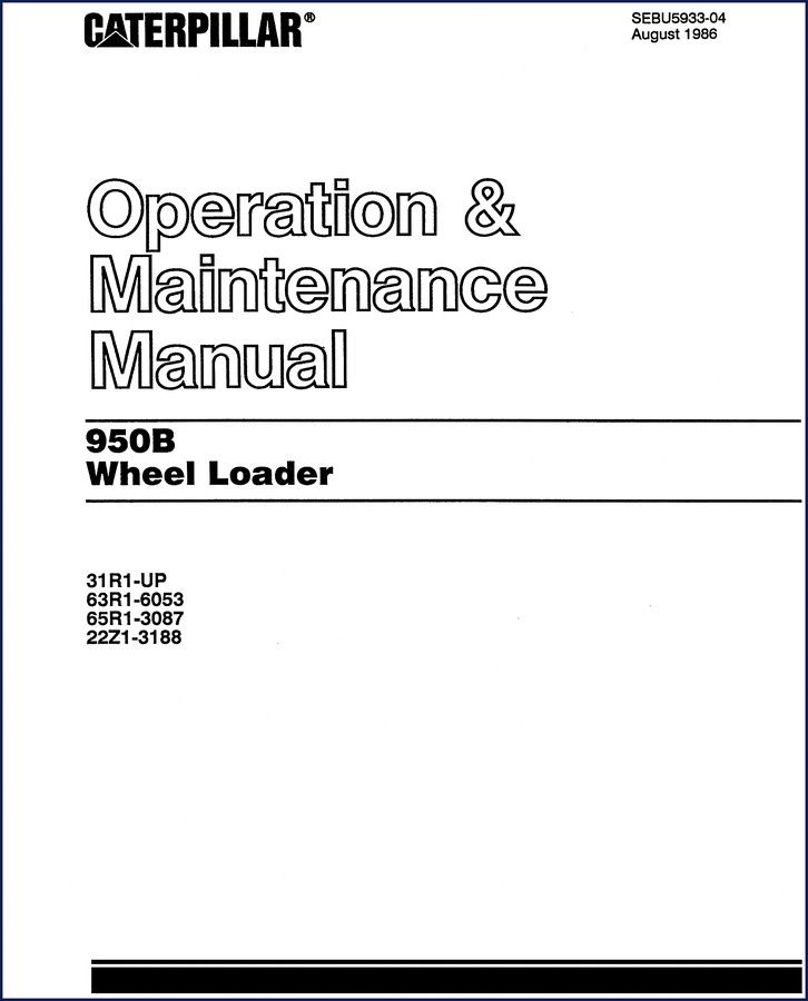 caterpillar 950b 1986 operators manual, caterpillar manual, caterpillar 950b