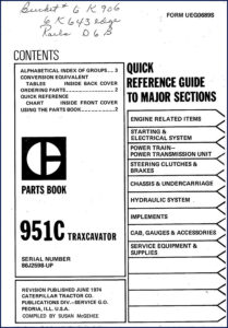 caterpillar 951c 1974 parts catalog, caterpillar parts catalog, caterpillar 951c