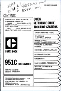 caterpillar 951c 1976 parts catalog, caterpillar parts catalog, caterpillar 951c