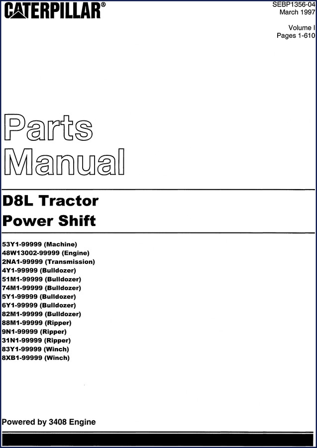 caterpillar d8l 1997 parts catalog, caterpillar parts catalog, caterpillar d8l