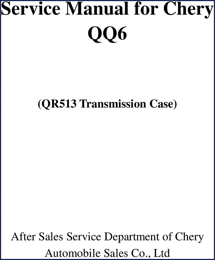 chery qq6 service manual, chery service manual, chery qq6