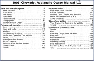 chevrolet avalanche 2008 user manual, chevrolet manual, chevrolet avalanche
