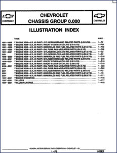chevrolet y parts catalog 1997, chevrolet parts catalog, chevrolet y