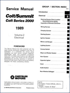 chrysler colt summit 1988 service manual, chrysler service manual, chrysler colt