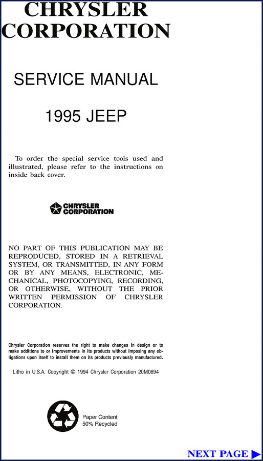 chrysler jeep 1994 service manual, chrysler service manual, chrysler jeep