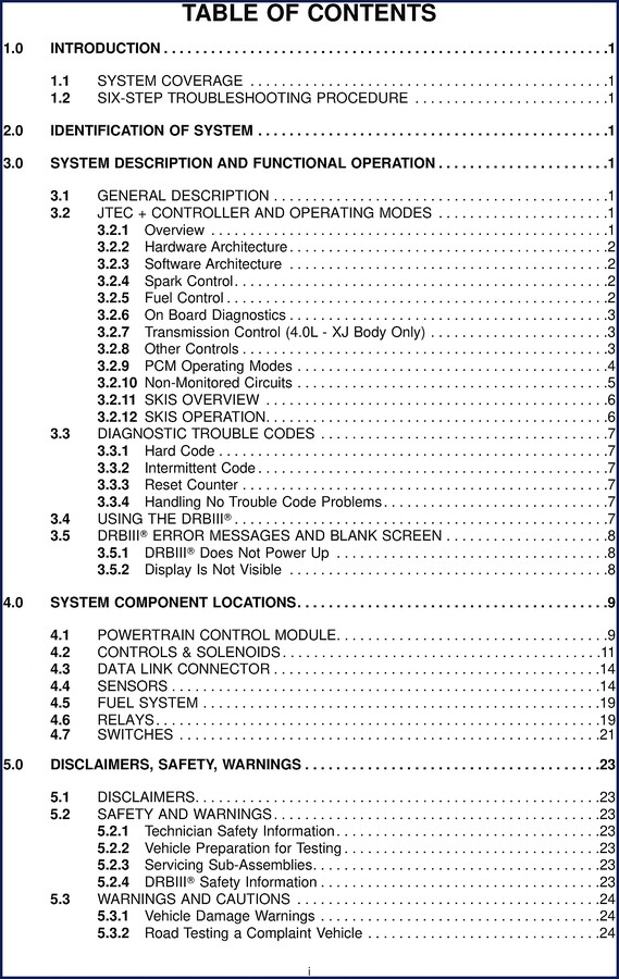 chrysler tj/xj diagnostics manual, manual, tj/xj