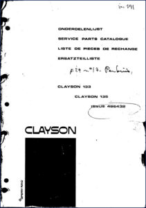 clayson 133, 135 1971 parts catalog, clayson parts catalog, clayson 133,