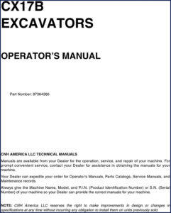 cnh america cx17b 2007 operators manual, cnh america manual, cnh america america