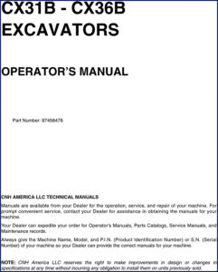 cnh america cx31b, cx36b 2004 operators manual, cnh america manual, cnh america america