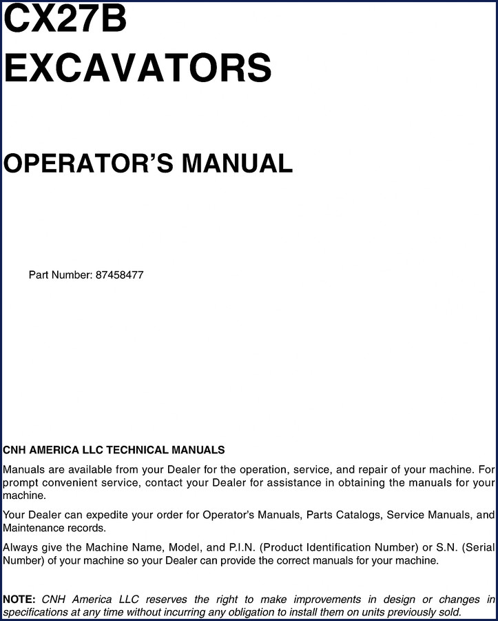 cnh cx27b 2004 operators manual, cnh manual, cnh cx27b