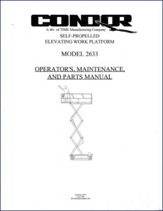 condor 2633 1996 operators manual, condor manual, condor 2633