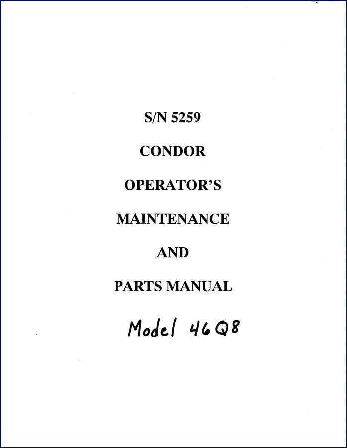 condor 46q8 operators manual, condor manual, condor 46q8
