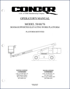 condor 58, 68, 76 1996 operators manual, condor manual, condor 58,